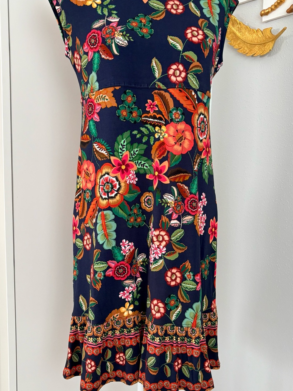 Johnny Was Navy Mini Dress with Multicolor Floral Print - Picture 3 of 4